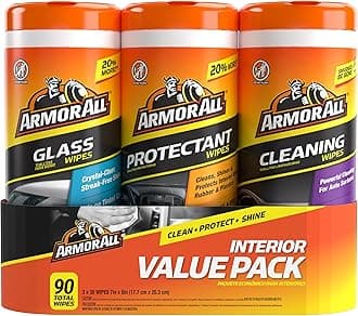 18782 Protectant, Glass and Cleaning Wipes, 30 Count Each (Pack of 3), Black