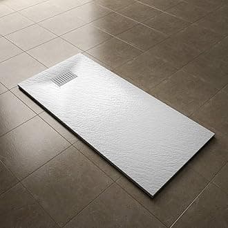 ELEGANT 1500x700mm Slip-Resistance Shower Base Slate Effect Square Shower Enclosure Tray with Waste and Drain Cover Grate