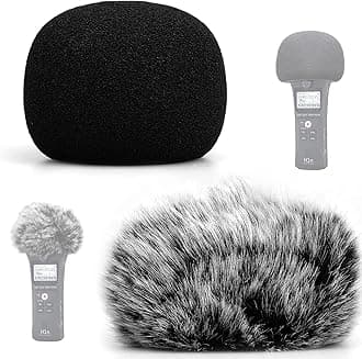Windscreen Muff Furry and Foam Microphone ChromLives 2 Pcs Windscreen compatible with Zoom H1 H1n Apogee Mic, Zoom Mic Artificial Black Fur Wind Screen Wind Muff