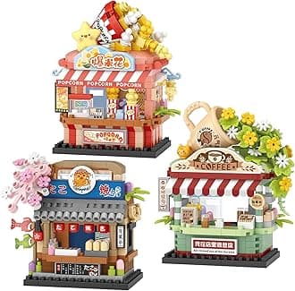 3 Mini City Shop Street View Building Blocks Model Set,Simulation Architecture Collection Particle Construction Building Bricks Toy,Home Decoration