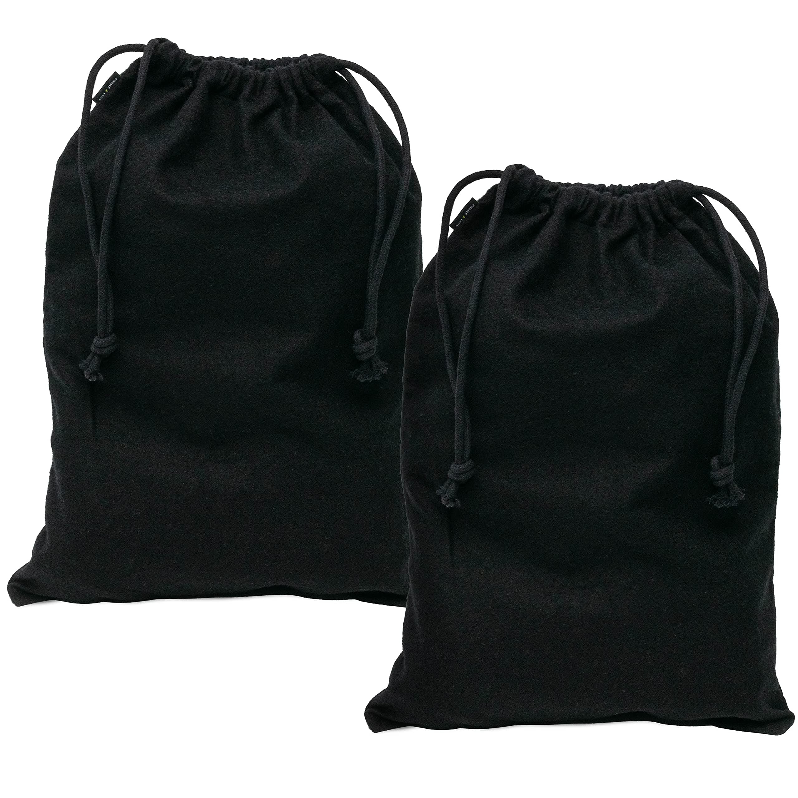 2 Pack Black Duster Flannel Double Shoe Pouch with Drawstring Closure