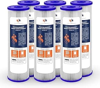 Aquaboon 20 Micron 10" x 2.5" Pleated Sediment Water Filter Cartridge | Universal Replacement for Any 10 inch RO Unit | Compatible with R50, 801-50, WFPFC3002, WB-50W, SPC-25-1050, WHKF-WHPL, 6-Pack
