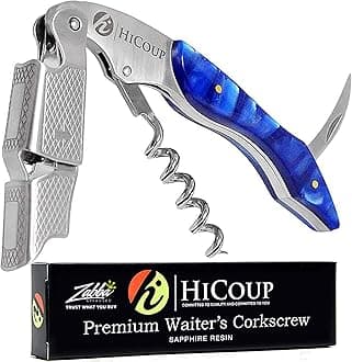 Sapphire : Professional Waiter’s Corkscrew by HiCoup – Sapphire Resin Handle All-in-one Corkscrew, Bottle Opener and Foil Cutter, the Favored Choice of Sommeliers, Waiters and Bartenders Around the World