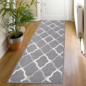 SHACOS Hallway Runner Rug Non Slip 50 x 150 cm Washable Narrow Rug Entrance Runner Mat Floor Carpet for Kitchen Entryway (Grey)