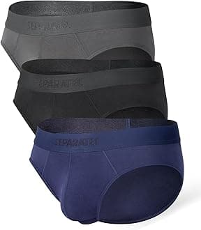 SeparatecMens Underwear With Pouch Breathable Cooling Rayon Made from Bamboo Underwear, Dual Pouch Mens Briefs 3 Pack