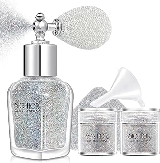 SIGHTOR Body Glitter Spray, 30ML Shiny Spray for Body Hair Face Clothing, Highlighter Powder Shimmer Sparkle Pearl Powder Makeup Nail Art Spray for Stage Makeup Party (Sliver)