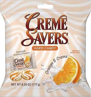 Creme Savers Orange and Creme Hard Candy | The Taste of Fresh Orange Swirled in Rich Cream | The Original Classic Creme Savers Brought To You By Iconic Candy | 6.25oz Bag (12 Count)