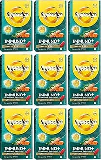 Immuno +, Multivitamin Vit C, Vit D, Zinc, Unique blend of Tulsi, Turmeric, Shatavari & Ashoka, Pack of 9 x 10 Tablets