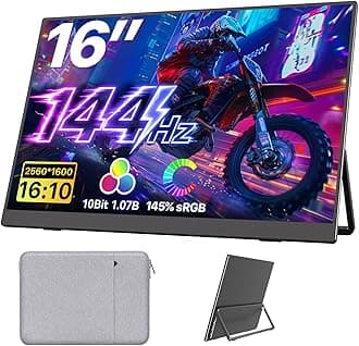 16Inch 2.5K 2560×1600 16:10 100% sRGB Travel Monitor HDMI USB-C Portable Monitor for Laptop MacBook PC Surface Xbox Switch PS5 with Kickstand VESA