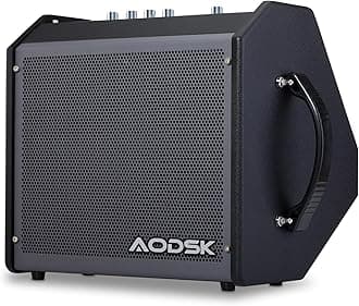AODSK 35W Professional Electronic Drum Amplifier | Dual Speakers (8" Woofer + 2" Tweeter) | Compatible with Keyboard/Bass/Synthesizer | AUX Input + Recording Output | Treble/Mid Control