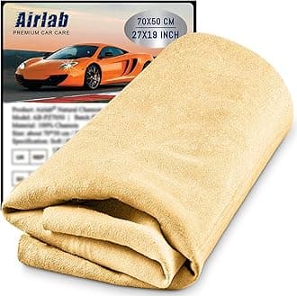 Airlab Chamois Leathers for Cars 70x50cm 3500 cm² XXL, Real Shammy Leather for Windows, Large Chamois Car Cleaning Cloth Car Drying Towel for for Windscreen Glass Mirrors