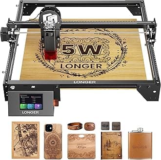Longer RAY5 New Upgraded Laser Engraver, DIY Laser Engraver 5W Output Power, 3.5” Color Touch Screen, App Offline Control, Engraver Tool for Metal/Glass/Wood Engraving Area 15.75"x15.75"