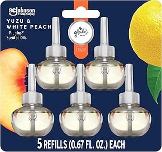 Glade PlugIns Refills Air Freshener, Yuzu & White Peach, 3.35 Fl oz, 5 Count