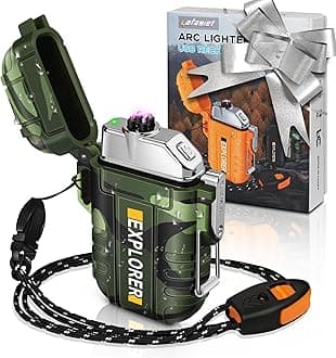 USB Rechargeable Lighter, Waterproof Dual Arc Lighters for Camping Hiking Outdoor Survival Kits (F13-Cmouflage)