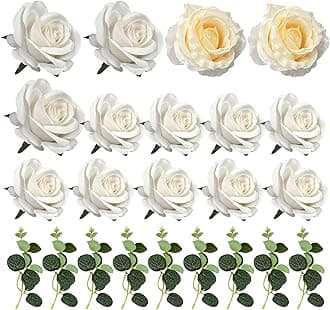 Flower Cake Toppers Boho Cake Toppers Artificial White Rose Eucalyptus Cake Decorations for Girl Women Birthday Baby Shower Wedding Valentine's Day Celebration Boho Party Supplies (Style 7)