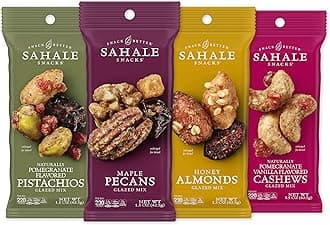 Sahale Snacks Glazed Mix Nut Blend Variety Pack, 1.5 Oz Grab & Go Bags (12 Total Packs) - Four Different Dry-Roasted Deluxe Mixed Nuts Blends Included - Non-GMO Kosher & Certified Gluten-Free Snacks
