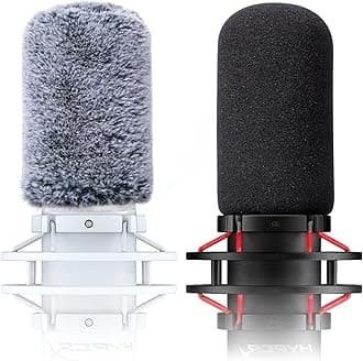 Microphone Windscreen Compatible with HyperX QuadCast & QuadCast S - Furry Wind Muff & Foam Pop Filter Cover for Noise Reduction, Audio Improvement (2 Pack)