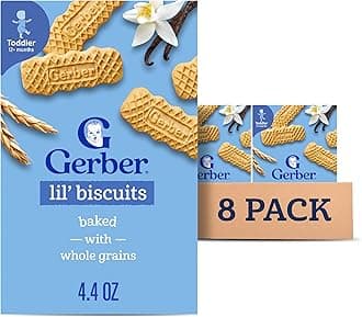 Gerber Lil Biscuits, Snacks for Toddlers, Toddler Cookies, Vitamin E, Iron, Finger Foods, 8PK