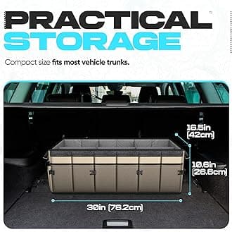 FORTEM Trunk Organizer For SUV Car Trunk Organizer, Foldable Storage, Car Accessories for Women Men, Collapsible Bag, Perfect Christmas Gifts, 600D Oxford, Non Slip Bottom, Straps, Soft Cover (85L)