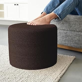 Beautiful Boucle Pouf Ottoman and Foot Rest - Elevate Your Living Room Decor with Lightweight Comfort and Charm - A Modern Foam Stuffed Poof Perfect to Rest Your Feet