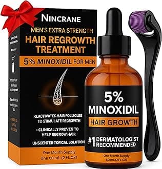 Minoxidil for Men 5% Extra Strength Hair Regrowth Treatment – Beard Growth, Scalp & Hair Loss Solution – Topical Serum with Dropper – Thicker, Fuller Hair – 2oz