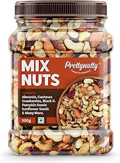 Healthy Nutmix 500g, Dried Almonds, Black Raisins, Cashewnuts, Cranberries, Black Dates & Many More. (Pack of Jar)