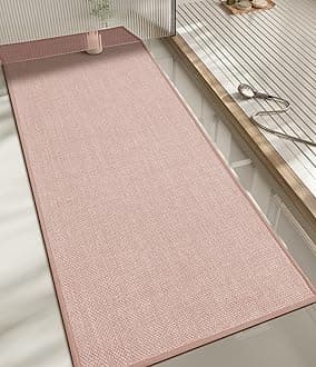 chakme Bathroom Rugs Mat 59x17, Ultra Thin Non Slip Bath Mats Runner Quick Dry Absorbent Bath Mat for Bathroom Floor, (Pink, 59"x17")