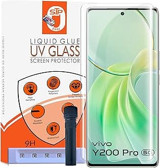 HD+ UV Tempered Glass Screen Protector Guard Compatible For Vivo Y200 Pro 5G (6.78 Inch, Pack of 1) Full Adhesive UV Curved Case Friendly HD+ Clarity