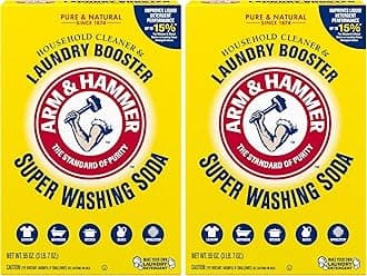 ARM & HAMMER Super Washing Soda Household Cleaner and Laundry Booster, Versatile Natural Home Cleaner, Powder Laundry Additive, 55 oz Box (Pack of 2)