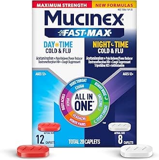 Fast-Max Maximum Strength Day & Night Cold and Flu Medicine for Adults, Powerful Over-the-Counter Medication for Cold & Flu Symptoms, Fast Release Caplets, 20 Count