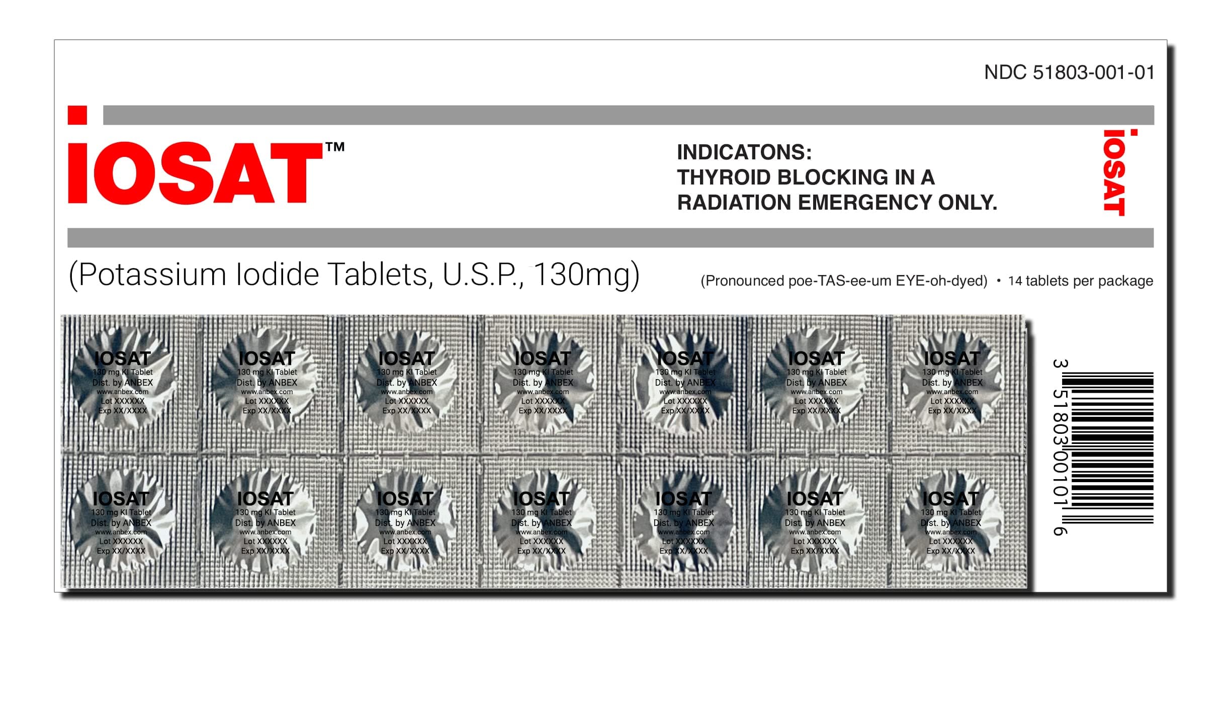 Potassium Iodide Tablets - 14 130mg tablets