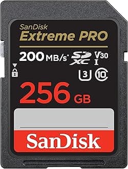 SanDisk 256GB Extreme PRO SDXC card, SD Card, V30 Memory Card, 4K UHD, up to 200 MB/s, SanDisk QuickFlow Technology, RescuePro Deluxe Data Recovery Software, UHS-I, Class 10, U3, V30