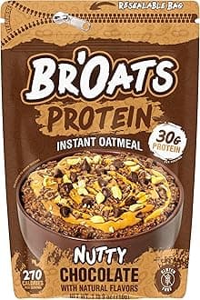 Br'Oats High Protein Oatmeal With 30g Of Protein Per Serving - Protein Packed Gluten Free Delicious Tasting High Protein Oats (Pack of 1, Nutty Chocolate)