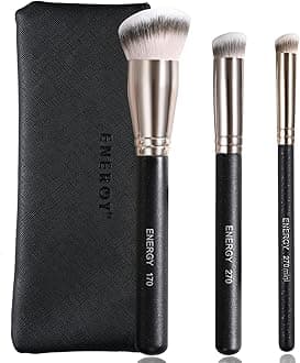 Makeup Brushes Foundation Brushes for Liquid Makeup Professional Kabuki Foundation Brush Concealer Brush Under Eye Nose Contour Brush for Liquid Cream Powder Blending Buffing with Travel Case