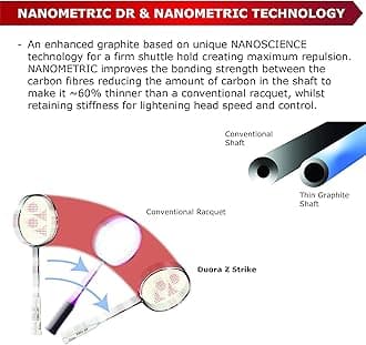 YONEX Graphite Duora Z Strike Professional Badminton Racquet with free Full Cover (Black White, 88 grams, 28 lbs Tension, Made in Japan)