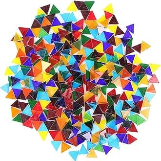 1000 Pcs Mosaic Tiles, Glass Mosaic Tiles for Crafts Bulk, Stained Mosaic Glass Pieces, Mosaic Supplies for Home Decoration, Art Crafts, DIY Projects, Transparent (Triangle)