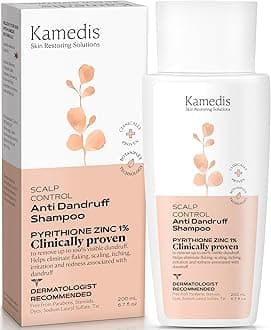 KAMEDIS Anti Dandruff Shampoo, Triple Power Formula: 1% Zinc Pyrithione, Salicylic Acid & Soap Nut Pure Extract. Itch, Flaky & Seborrheic Dermatitis Relief. Unisex. Parabens & Dyes Free. 6.7 Fl Oz