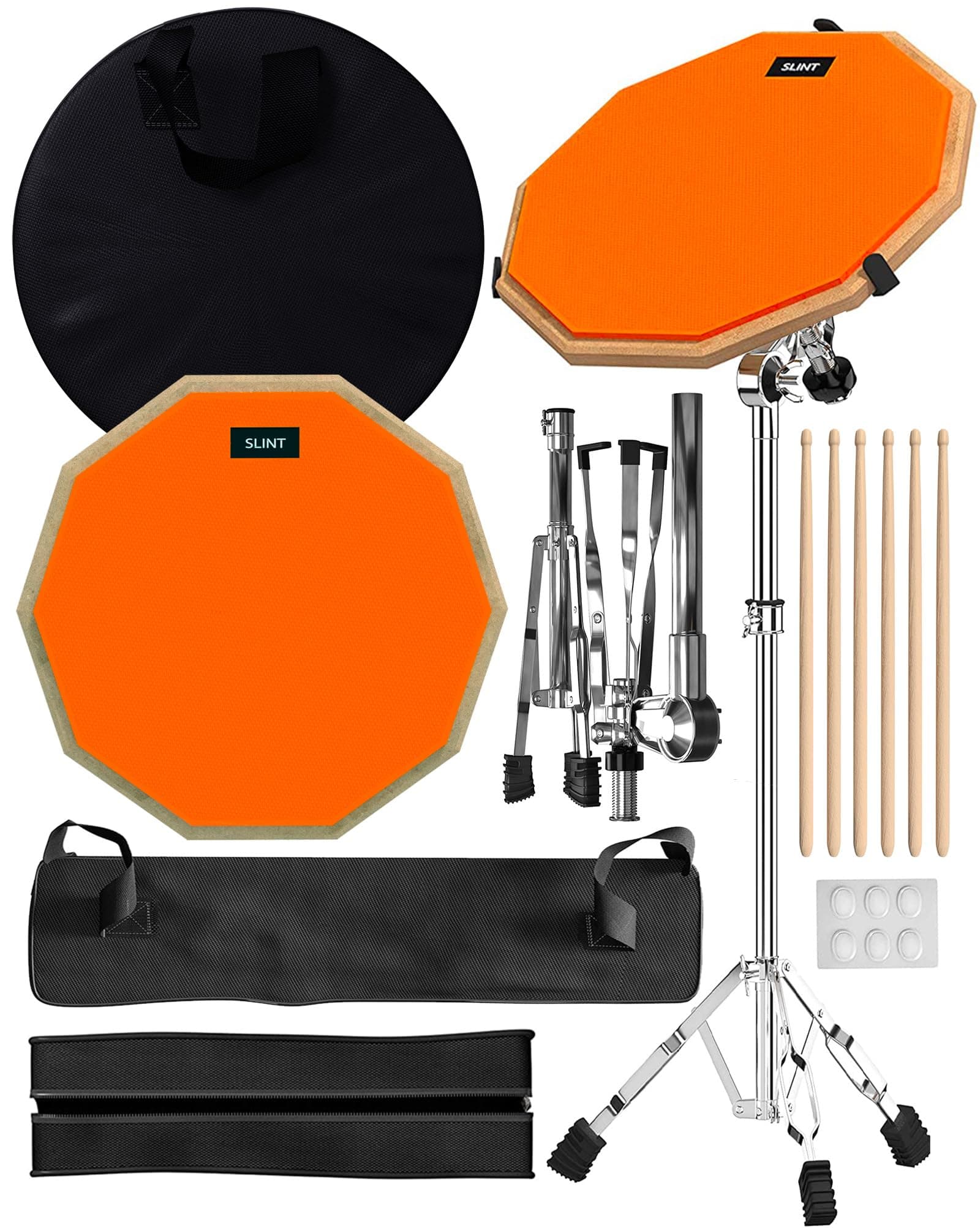 SLINT Drum Practice Pad Set – 12" Double-Sided Pad with 4" Snare Drum, Ideal for Beginners & Kids