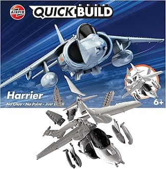 Airfix QUICKBUILD Model Aircraft Kits - J6009 Harrier Model Building Kit for Kids 6+, Construction Plane Toys for Boys & Girls - Fighter Jet Planes & Toy Aeroplane Sets, Plane Enthusiast Gifts