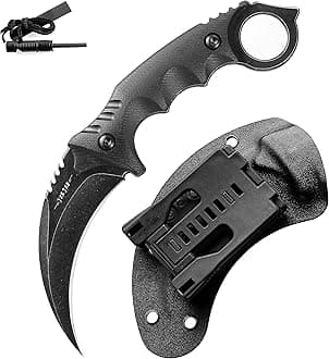 JXE JXO Claw Knife with Sheath, Durable 420HC Steel Fixed Blade Outdoor Duty Knife, Karambit Knife with Ergonomics G10 Anti-skidding Handle