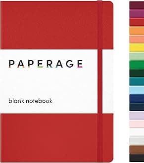 PAPERAGE Blank Journal Notebook, (Red), 160 Pages, Medium 5.7 inches x 8 inches - 100 GSM Thick Paper, Hardcover