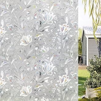 WPCTEV 3D Window Film No Glue Privacy for Glass Sticker Static Cling Heat Control Anti UV Non-Adhesive Decorative Tulip 35.4 Inch x 13.1 Feet