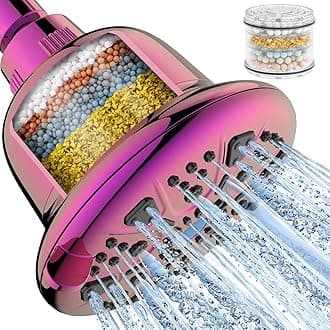 MakeFit Filtered Shower Head - High Pressure Shower Head with filter for Hard Water - Rain Shower Head Water Softener - Luxury 7 Settings Adjustable Water Filter Showerhead (Radiant Rainbow)