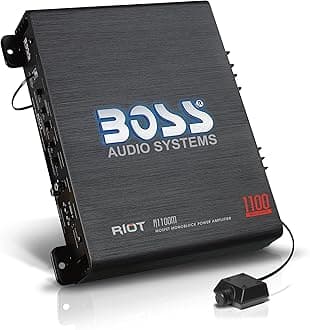 BOSS Audio Systems R1100M Monoblock Car Amplifier - 1100 Watt Amp, 2/4 Ohm Stable, Class A/B, Mosfet Power Supply, Remote Subwoofer Control, Subwoofer Amplifier