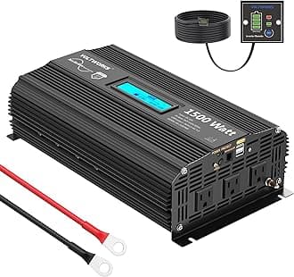 VOLTWORKS1500W Pure Sine Wave Power Inverter 1500 watt 12V DC to AC 110V 120V AC with 2x2.4A Dual USB Ports 3 AC Outlets and Remote Control LCD Display for Home RV Truck [3 Years Warranty]