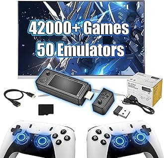 X9 Pro Retro Game Stick 4K HD Retro Gaming Console,42000+ Games 50 Emulators,Emuelec 4.3 System,Search Games,Retro Gaming Stick with 2.4G Wireless Controllers,Plug and Play Video Games for TV (128G)