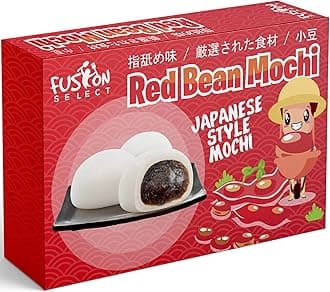 Fusion Select Mochi Daifuku Snacks - Traditional Japanese Rice Cakes with Filling - Flavored Asian Sweet Desserts for Family - Chewy and Soft Texture (Red Bean)