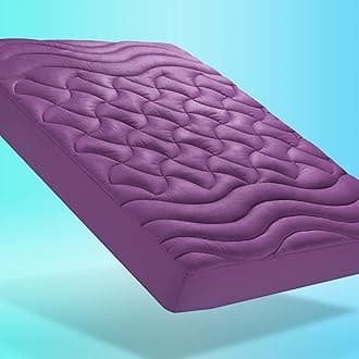 SLEEP ZONECooling Queen Mattress Pad, Premium Zoned Quilted Fitted Mattress Topper, Elastic Mattress Protector Cover, Machine Wash Durable, Deep Pocket 8-21 inch, Purple, Queen