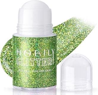 Roll-on Holographic Body Glitter Gel for Face Hair, Chameleon Color Changing Glitter Gel Under Light, Chunky Mermaid Sequins Festival Party Rave Accessories Shimmer Makeup (Laser Green)
