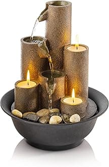 Alpine WCT202 Tiered Column Tabletop Fountain with 3-Candles